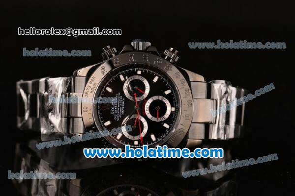 Rolex Daytona Project X Designs Asia 3836 Automatic Full PVD with White Stick Markers and Black Dial - Click Image to Close